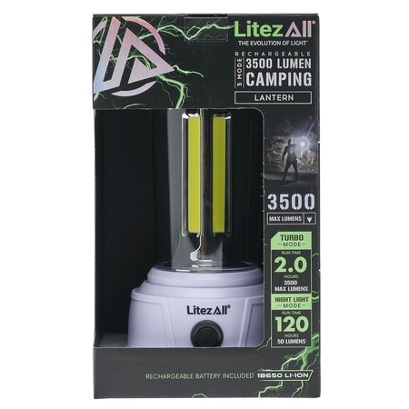 LITEZALL Rechargeable 3500 Lumen Lantern LA-3500RCHLAN-4/8